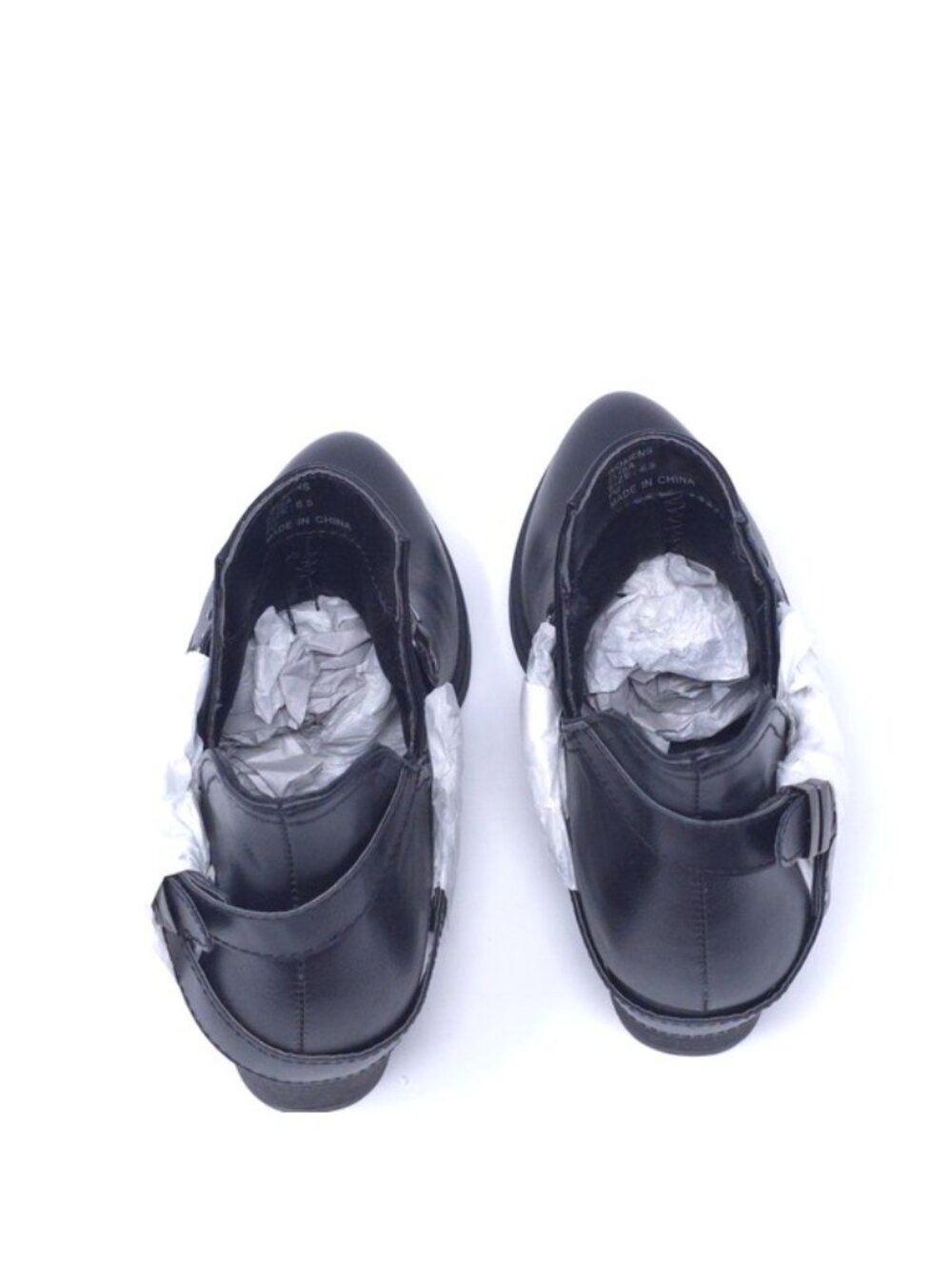 GC Shoes Buckle Wrap V-Cut Black Low Heel Ankle Booties M6.5 - Picture 8 of 10